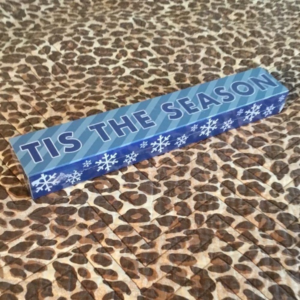 Snowflake Tis The Season Christmas Slogan Wooden Box Farmhouse Signs Decor